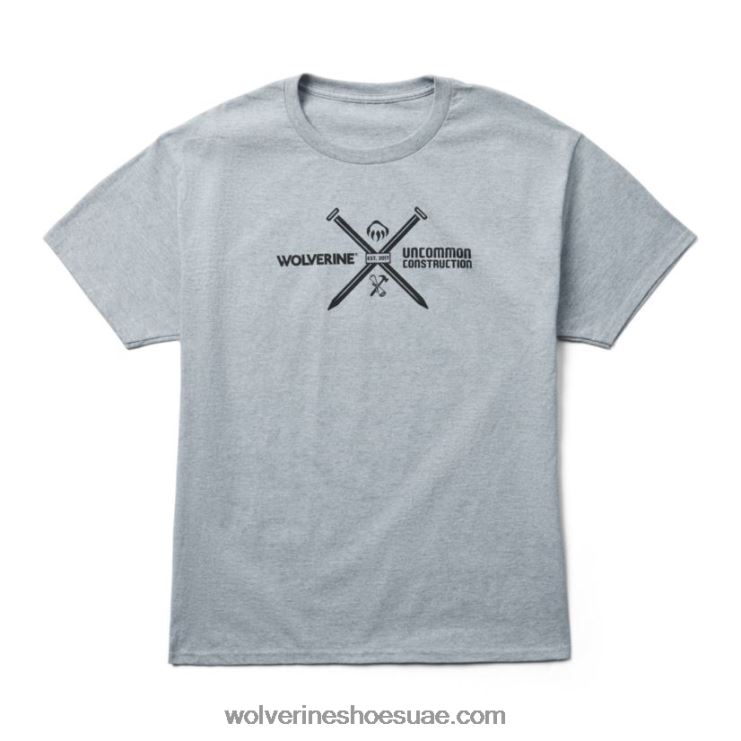 رجال غير مألوف مجموعة البناء قصيرة الأكمام تي شيرت الرسم X000RZ242 Wolverine هيذر رمادي