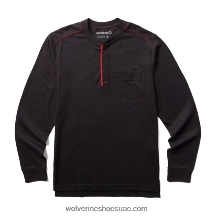 رجال الجارديان القطن طويل الأكمام هينلي X000RZ253 Wolverine أسود