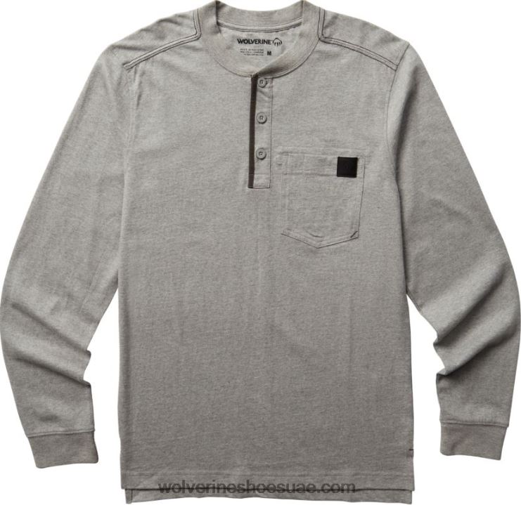 رجال الجارديان القطن طويل الأكمام هينلي X000RZ254 Wolverine هيذر رمادي فاتح