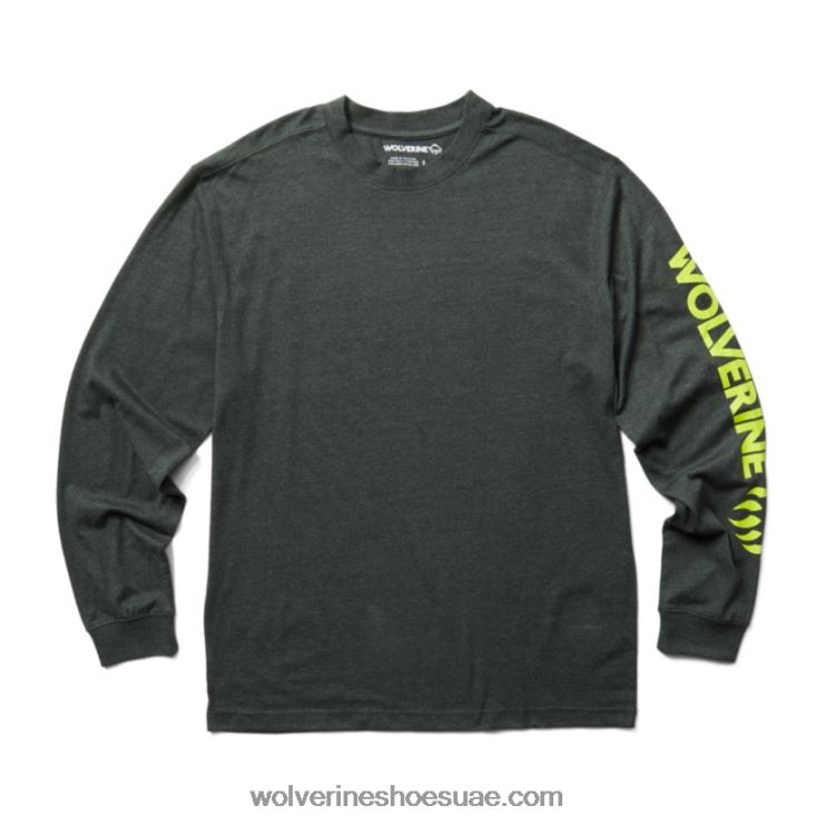 رجال كم طويل رسومي - كم شعار X000RZ255 Wolverine هيذر رمادي غامق