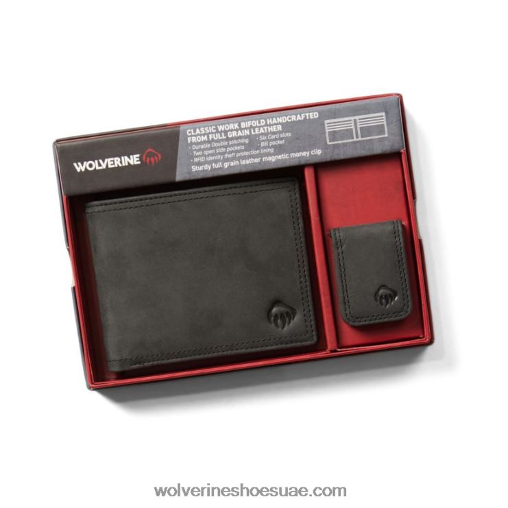 للجنسين محفظة ثنائية الطي / مشبك نقود X000RZ279 Wolverine أسود