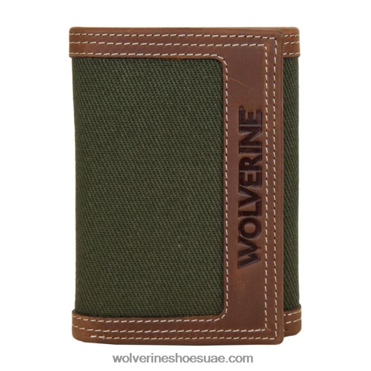 للجنسين محفظة قماشية وجلدية ثلاثية الطي X000RZ280 Wolverine بني / زيتون