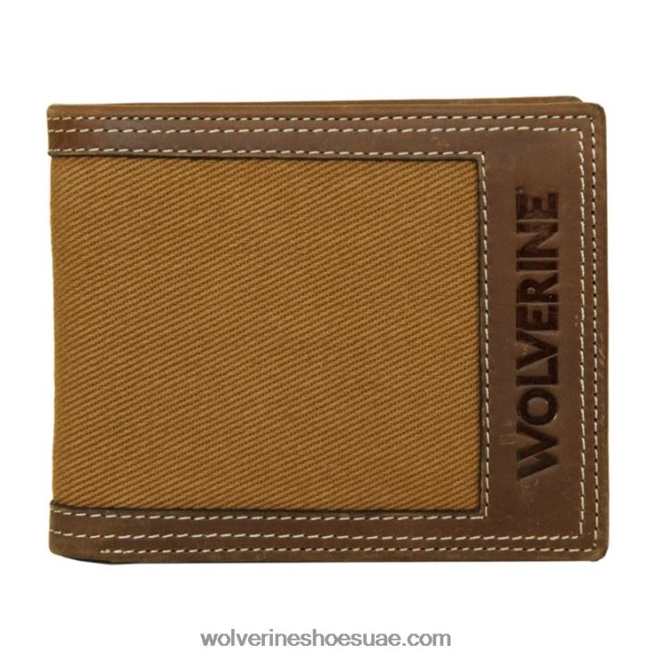 للجنسين محفظة ثنائية الطي من القماش والجلد X000RZ316 Wolverine بني / كستناء